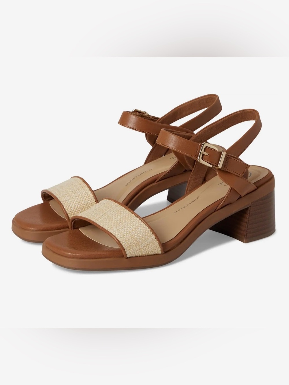 Clarks JAYLAN RAY Brown Slingback Sandals with Natural Woven Front. Size 8 . New